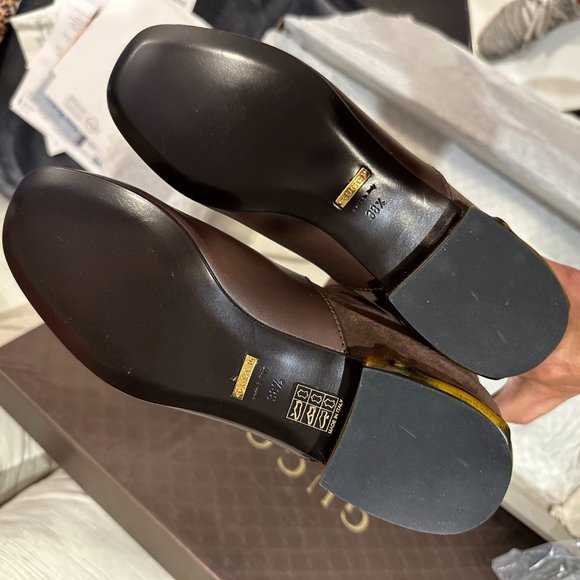 🌟 GUCCI WOMEN'S  BROWN SUEDE / SOFT NAPPA LEATHER BOOTS - Picture 3 of 7